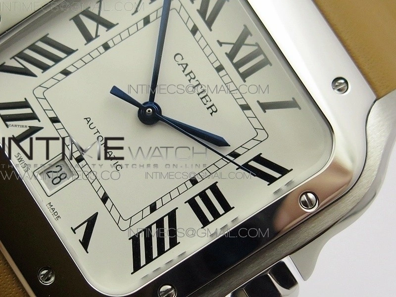 Santos de Cartier Large 2018 KOR 1:1 Best Edition White Dial on Brown Leather Strap MIYOTA 9015