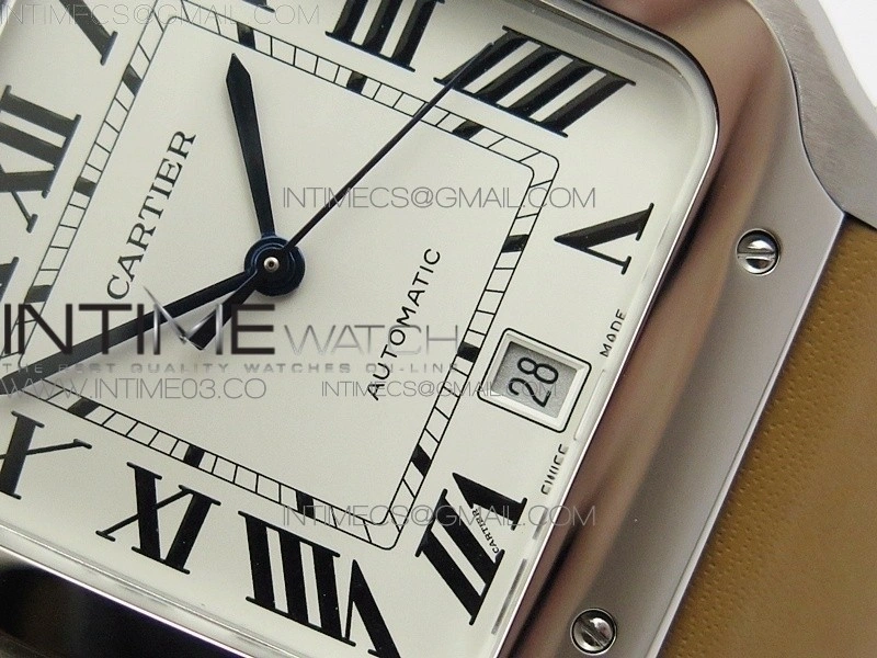 Santos de Cartier Large 2018 KOR 1:1 Best Edition White Dial on Brown Leather Strap MIYOTA 9015