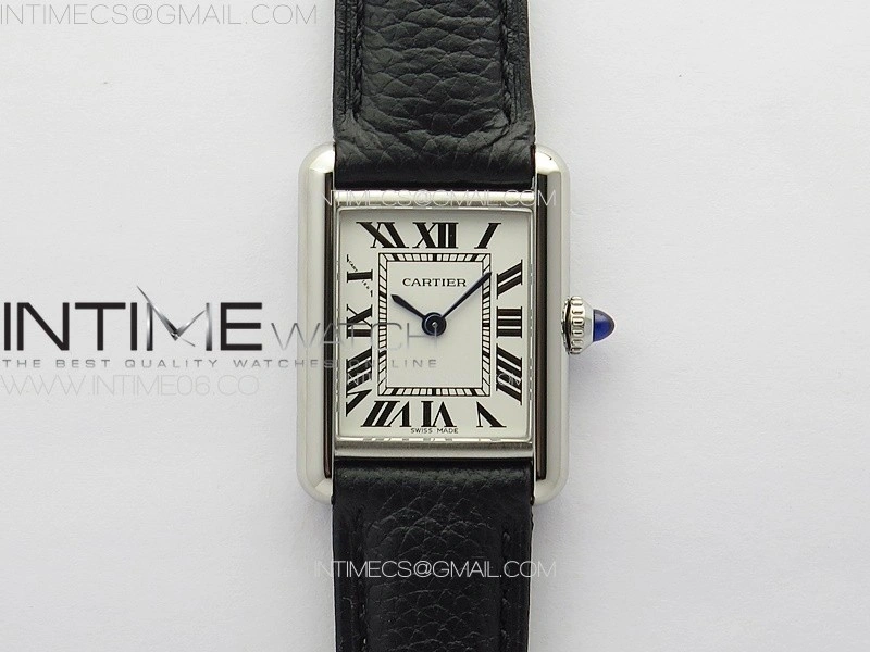 Tank Louis Ladies 22mm SS 8848F 1:1 Best Edition White Dial on Black Leather Strap Ronda Quartz
