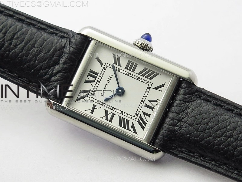 Tank Louis Ladies 22mm SS 8848F 1:1 Best Edition White Dial on Black Leather Strap Ronda Quartz