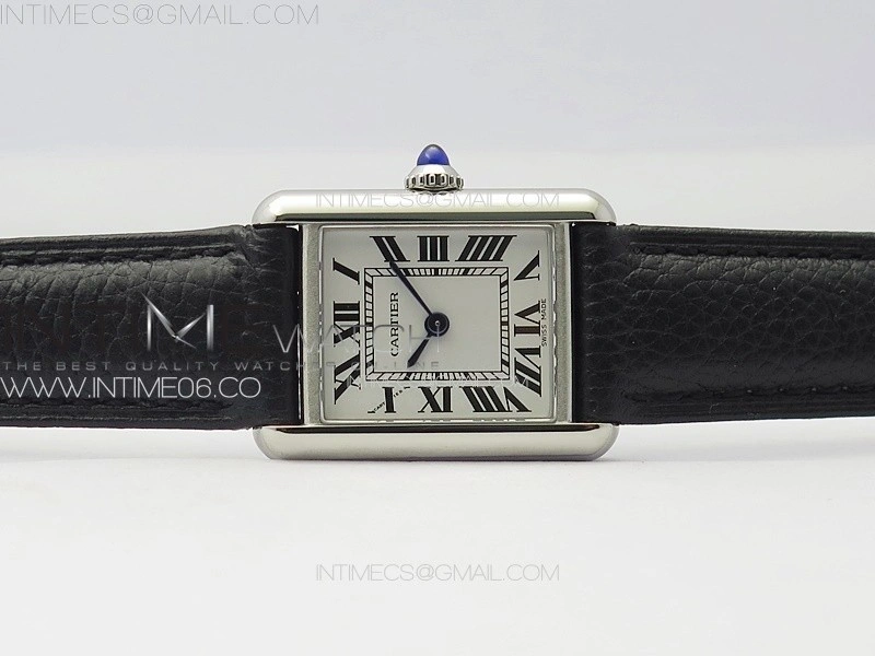 Tank Louis Ladies 22mm SS 8848F 1:1 Best Edition White Dial on Black Leather Strap Ronda Quartz