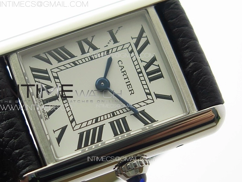 Tank Louis Ladies 22mm SS 8848F 1:1 Best Edition White Dial on Black Leather Strap Ronda Quartz