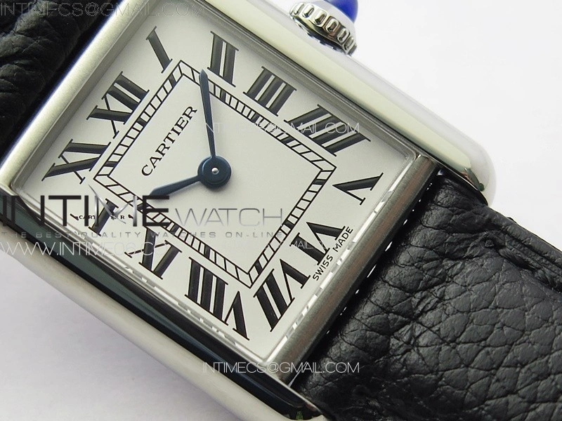Tank Louis Ladies 22mm SS 8848F 1:1 Best Edition White Dial on Black Leather Strap Ronda Quartz