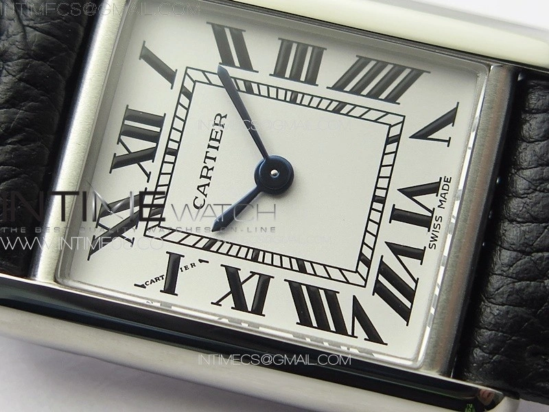 Tank Louis Ladies 22mm SS 8848F 1:1 Best Edition White Dial on Black Leather Strap Ronda Quartz