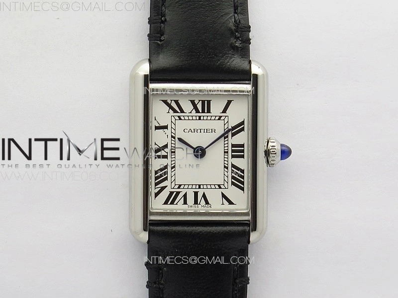 Tank Louis Ladies 22mm SS 8848F 1:1 Best Edition White Dial on Black Leather Strap Ronda Quartz