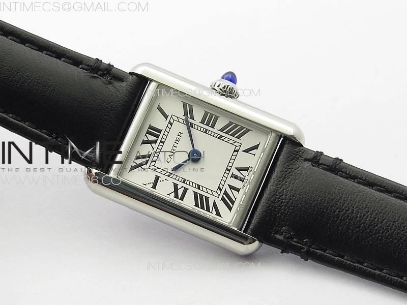 Tank Louis Ladies 22mm SS 8848F 1:1 Best Edition White Dial on Black Leather Strap Ronda Quartz