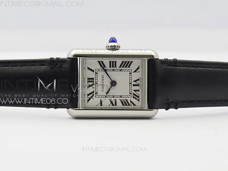Tank Louis Ladies 22mm SS 8848F 1:1 Best Edition White Dial on Black Leather Strap Ronda Quartz