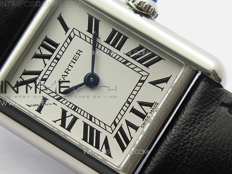 Tank Louis Ladies 22mm SS 8848F 1:1 Best Edition White Dial on Black Leather Strap Ronda Quartz