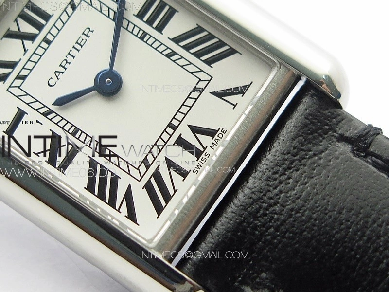 Tank Louis Ladies 22mm SS 8848F 1:1 Best Edition White Dial on Black Leather Strap Ronda Quartz