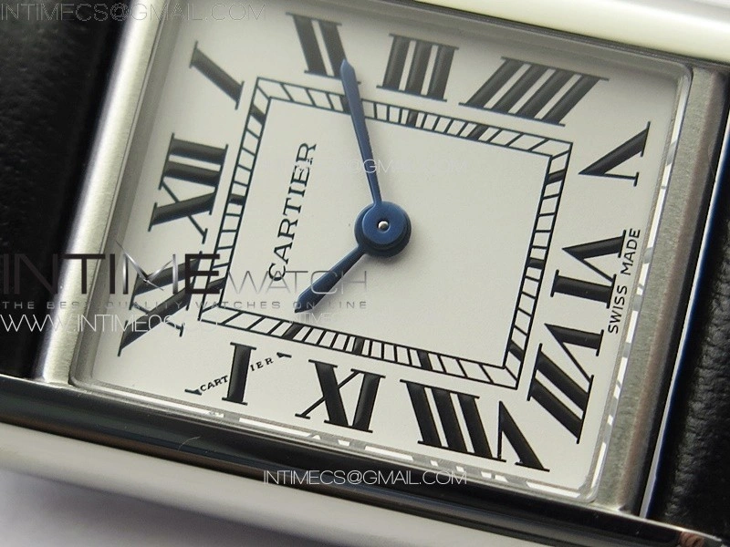 Tank Louis Ladies 22mm SS 8848F 1:1 Best Edition White Dial on Black Leather Strap Ronda Quartz