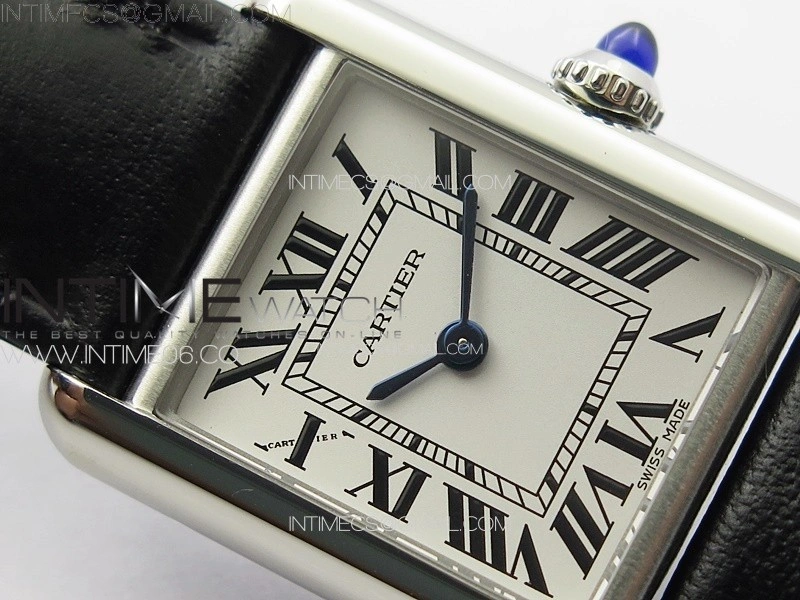 Tank Louis Ladies 22mm SS 8848F 1:1 Best Edition White Dial on Black Leather Strap Ronda Quartz