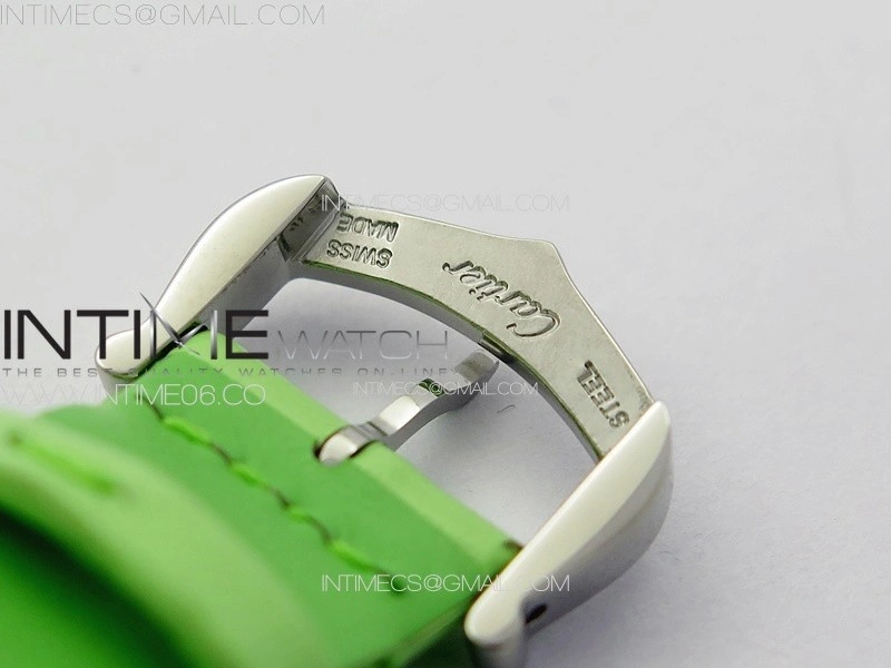 Tank Louis Ladies 22mm SS 8848F 1:1 Best Edition White Dial on Green Leather Strap Ronda Quartz