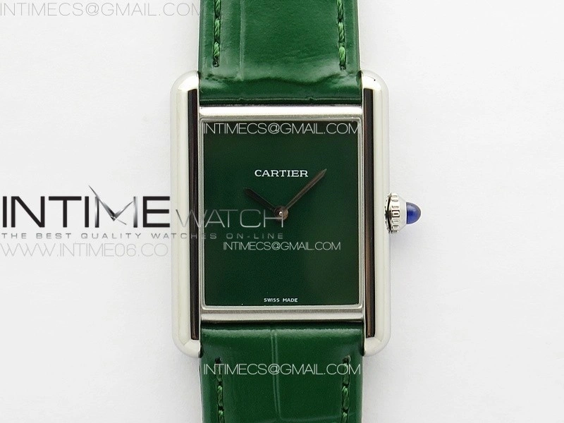 Tank Louis Ladies 25mm SS 8848F 1:1 Best Edition Green Dial on Green Leather Strap Ronda Quartz