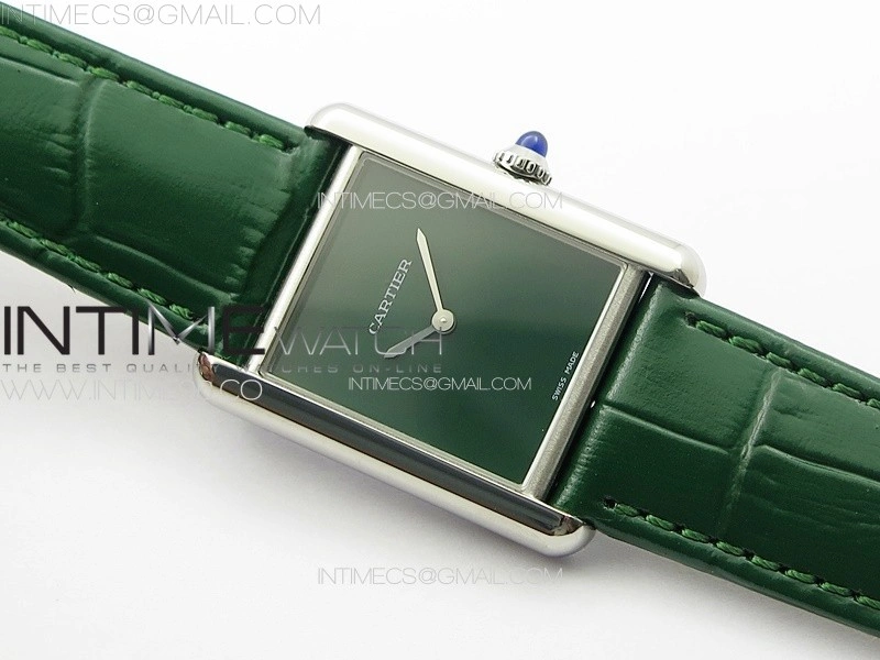 Tank Louis Ladies 25mm SS 8848F 1:1 Best Edition Green Dial on Green Leather Strap Ronda Quartz