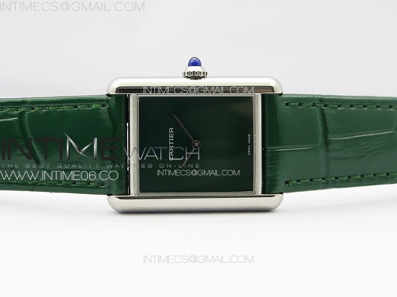 Tank Louis Ladies 25mm SS 8848F 1:1 Best Edition Green Dial on Green Leather Strap Ronda Quartz