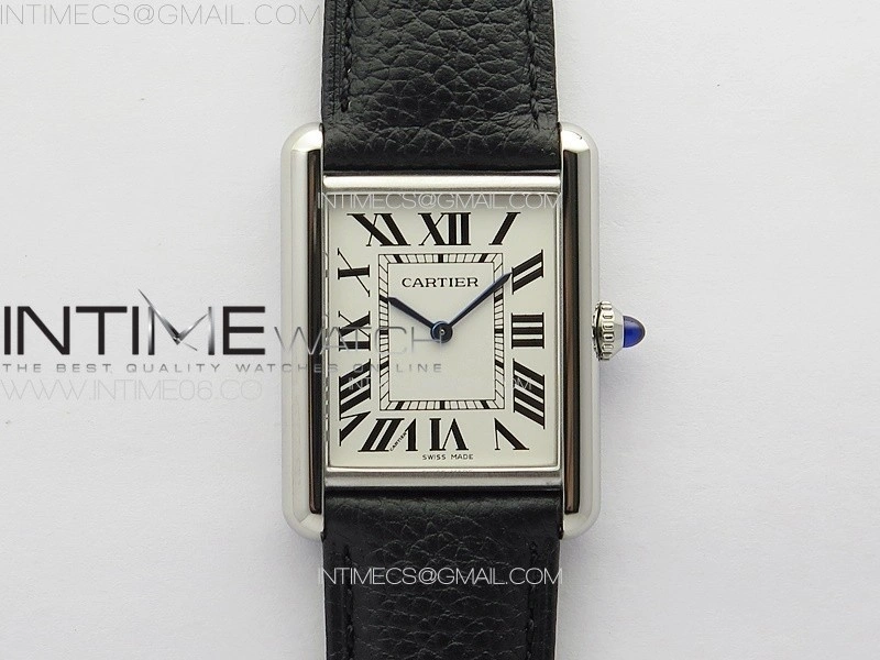 Tank Louis Ladies 25mm SS 8848F 1:1 Best Edition White Dial on Black Leather Strap Ronda Quartz