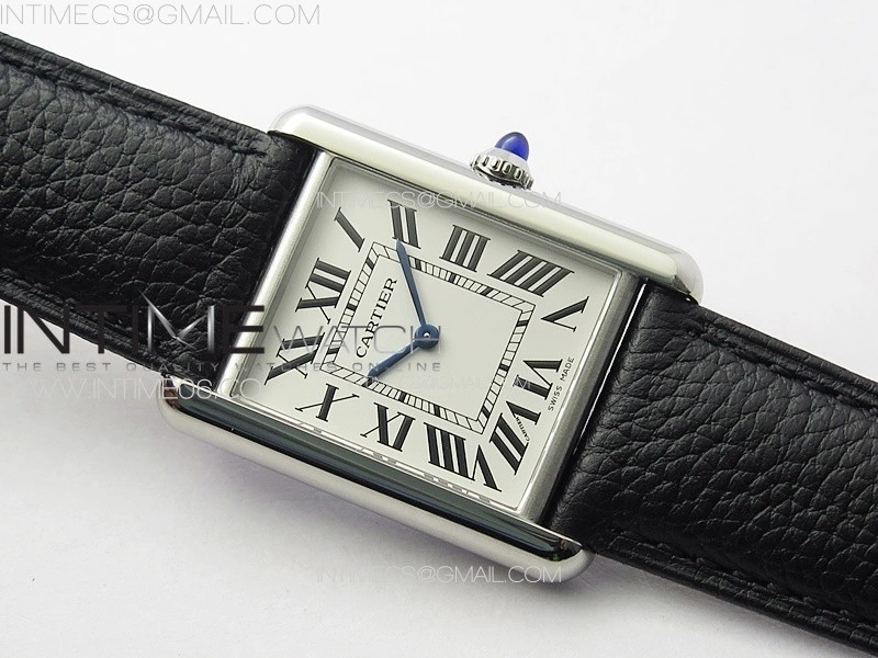 Tank Louis Ladies 25mm SS 8848F 1:1 Best Edition White Dial on Black Leather Strap Ronda Quartz