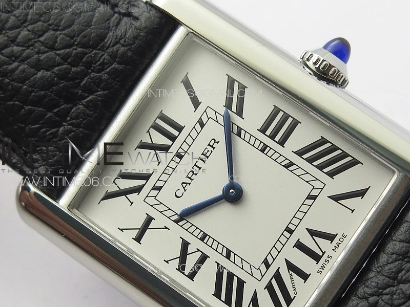 Tank Louis Ladies 25mm SS 8848F 1:1 Best Edition White Dial on Black Leather Strap Ronda Quartz