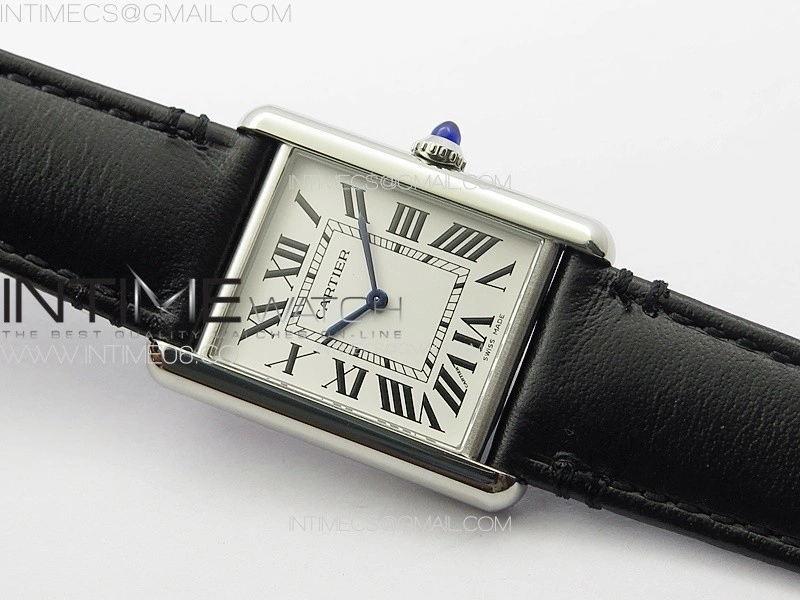 Tank Louis Ladies 25mm SS 8848F 1:1 Best Edition White Dial on Black Leather Strap Ronda Quartz