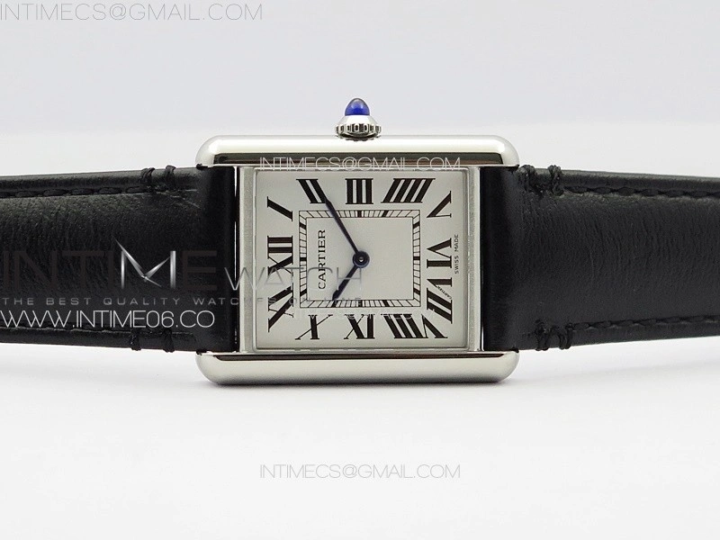 Tank Louis Ladies 25mm SS 8848F 1:1 Best Edition White Dial on Black Leather Strap Ronda Quartz