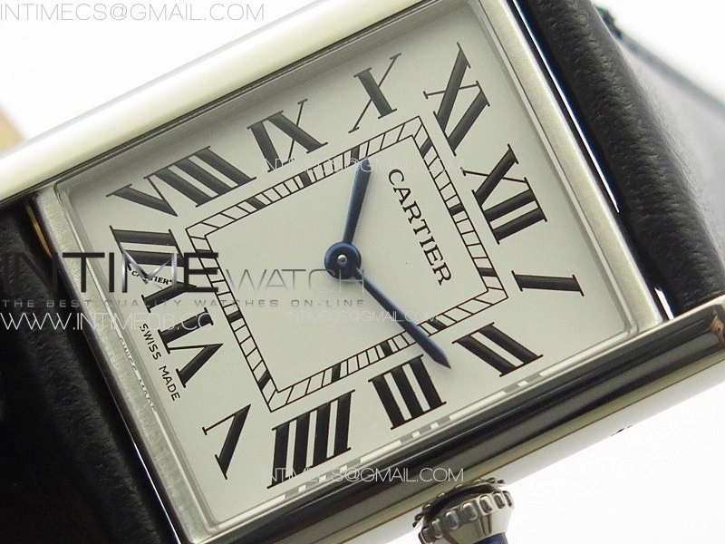 Tank Louis Ladies 25mm SS 8848F 1:1 Best Edition White Dial on Black Leather Strap Ronda Quartz