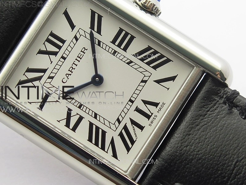 Tank Louis Ladies 25mm SS 8848F 1:1 Best Edition White Dial on Black Leather Strap Ronda Quartz