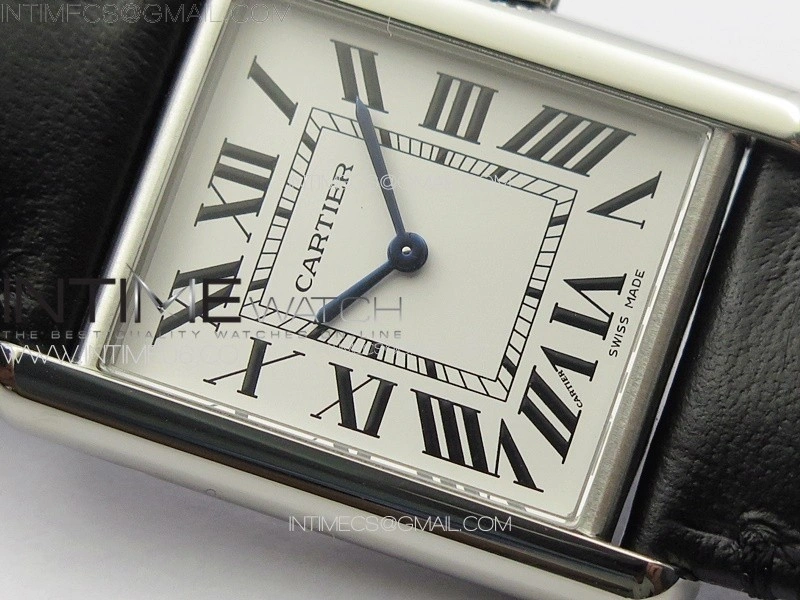 Tank Louis Ladies 25mm SS 8848F 1:1 Best Edition White Dial on Black Leather Strap Ronda Quartz