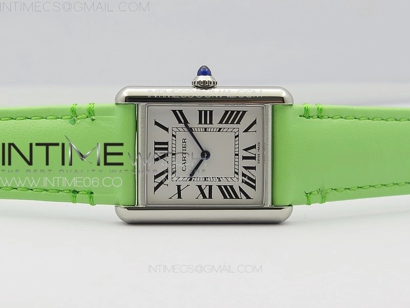 Tank Louis Ladies 25mm SS 8848F 1:1 Best Edition White Dial on Green Leather Strap Ronda Quartz