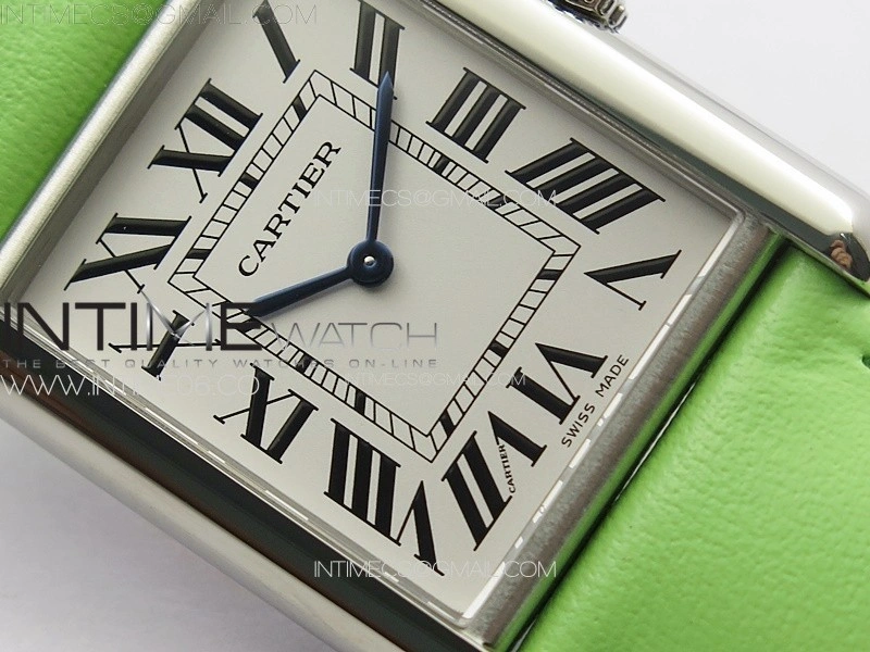 Tank Louis Ladies 25mm SS 8848F 1:1 Best Edition White Dial on Green Leather Strap Ronda Quartz