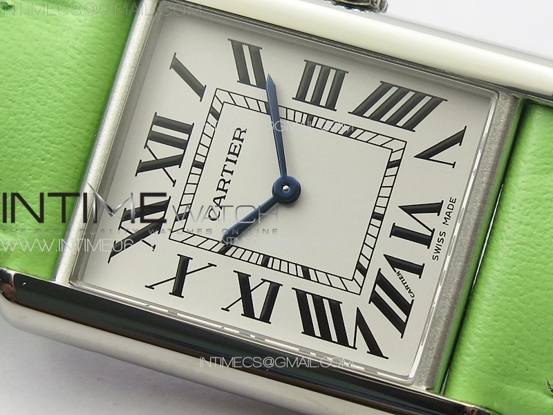Tank Louis Ladies 25mm SS 8848F 1:1 Best Edition White Dial on Green Leather Strap Ronda Quartz