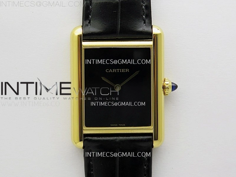 Tank Louis Ladies 25mm YG 8848F 1:1 Best Edition Black Dial On Black Leather Strap Ronda Quartz