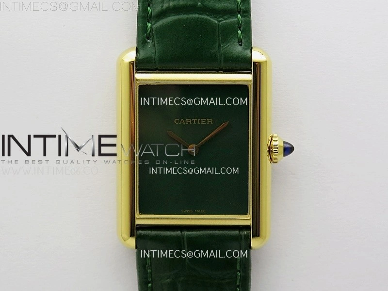 Tank Louis Ladies 25mm YG 8848F 1:1 Best Edition Green Dial On Green Leather Strap Ronda Quartz