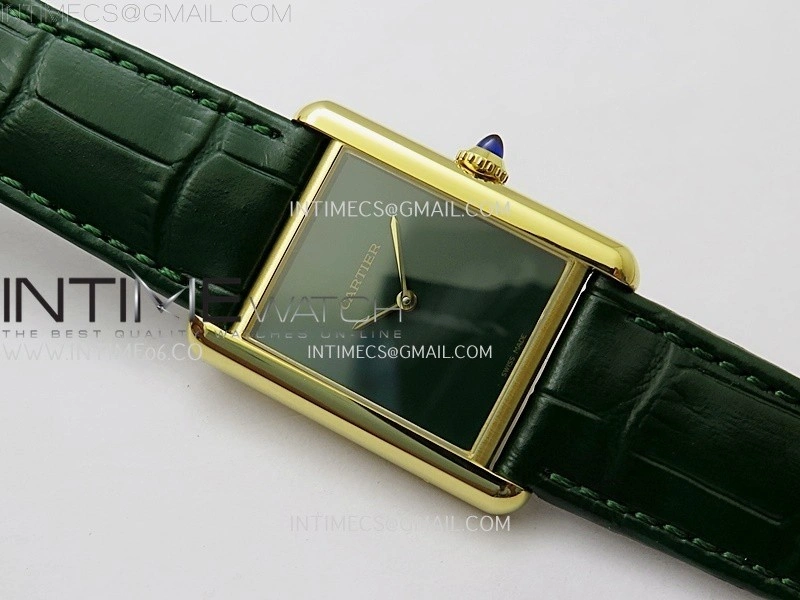 Tank Louis Ladies 25mm YG 8848F 1:1 Best Edition Green Dial On Green Leather Strap Ronda Quartz