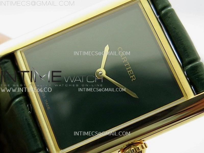 Tank Louis Ladies 25mm YG 8848F 1:1 Best Edition Green Dial On Green Leather Strap Ronda Quartz