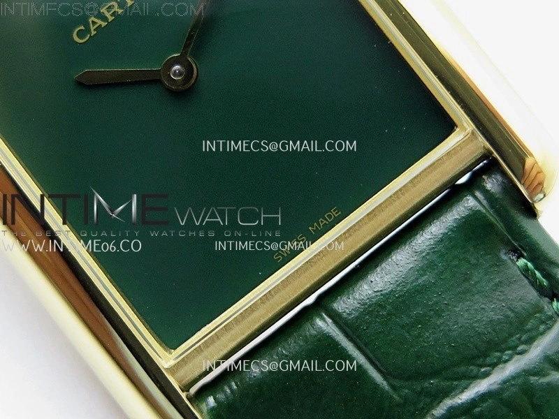 Tank Louis Ladies 25mm YG 8848F 1:1 Best Edition Green Dial On Green Leather Strap Ronda Quartz