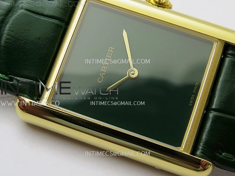 Tank Louis Ladies 25mm YG 8848F 1:1 Best Edition Green Dial On Green Leather Strap Ronda Quartz