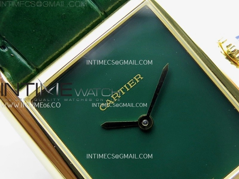 Tank Louis Ladies 25mm YG 8848F 1:1 Best Edition Green Dial On Green Leather Strap Ronda Quartz