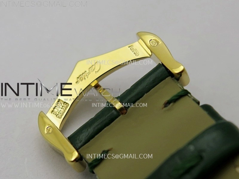 Tank Louis Ladies 25mm YG 8848F 1:1 Best Edition Green Dial On Green Leather Strap Ronda Quartz