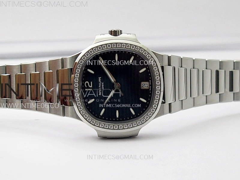 Nautilus 7118 New Version Ladies Diamonds Bezel PPF 1:1 Best Edition Blue Dial on SS Bracelet A324 Super Clone