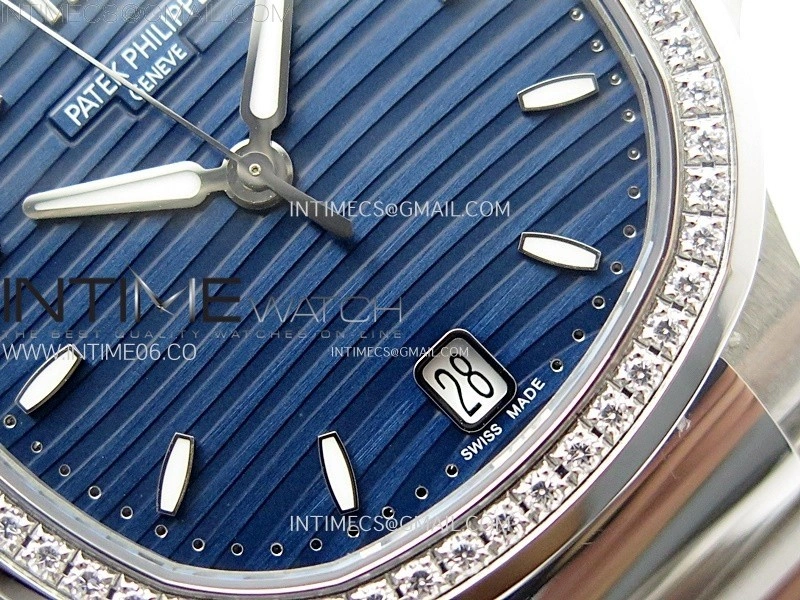 Nautilus 7118 New Version Ladies Diamonds Bezel PPF 1:1 Best Edition Blue Dial on SS Bracelet A324 Super Clone