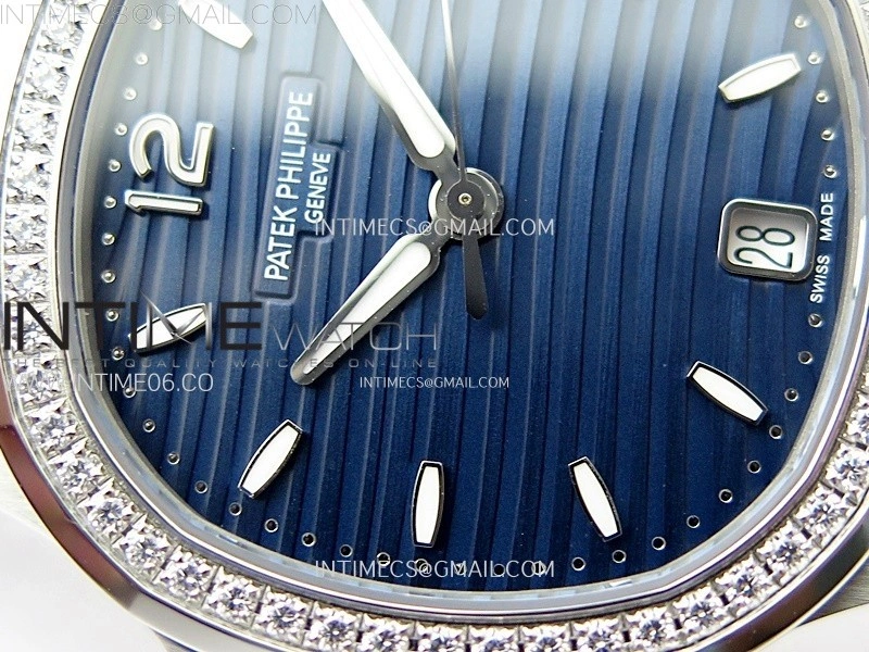Nautilus 7118 New Version Ladies Diamonds Bezel PPF 1:1 Best Edition Blue Dial on SS Bracelet A324 Super Clone