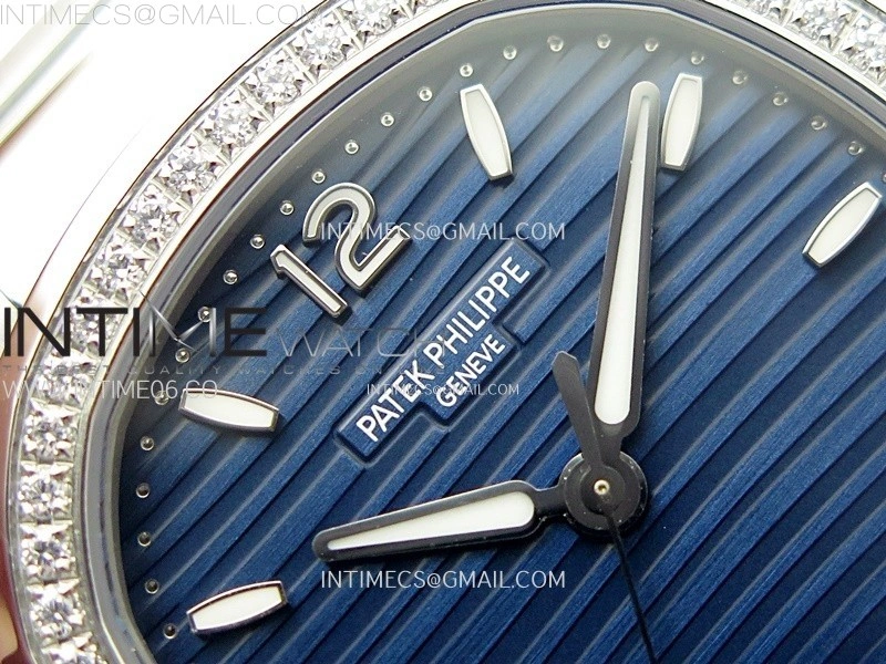 Nautilus 7118 New Version Ladies Diamonds Bezel PPF 1:1 Best Edition Blue Dial on SS Bracelet A324 Super Clone