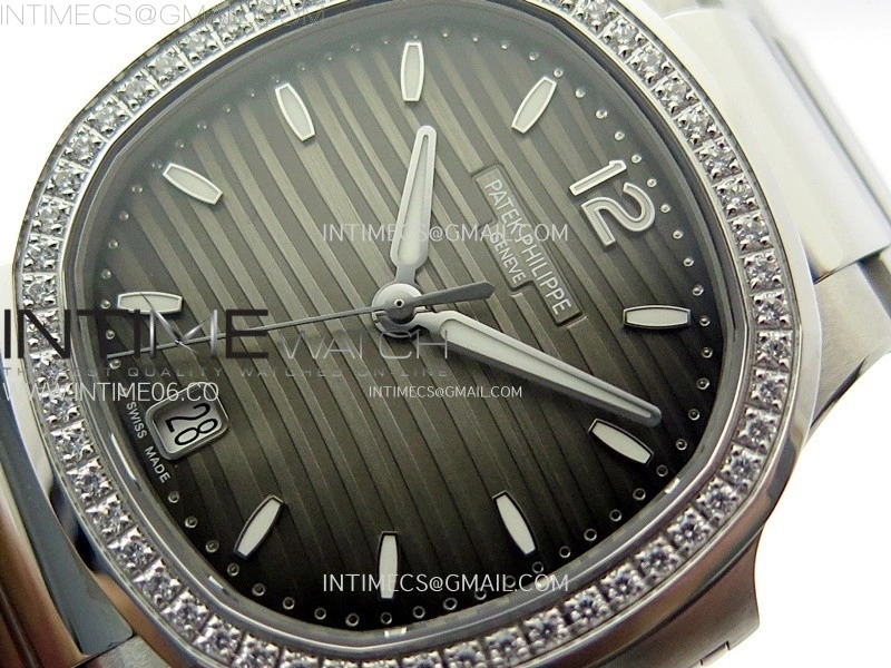 Nautilus 7118 New Version Ladies Diamonds Bezel PPF 1:1 Best Edition Gray Dial on SS Bracelet A324 Super Clone
