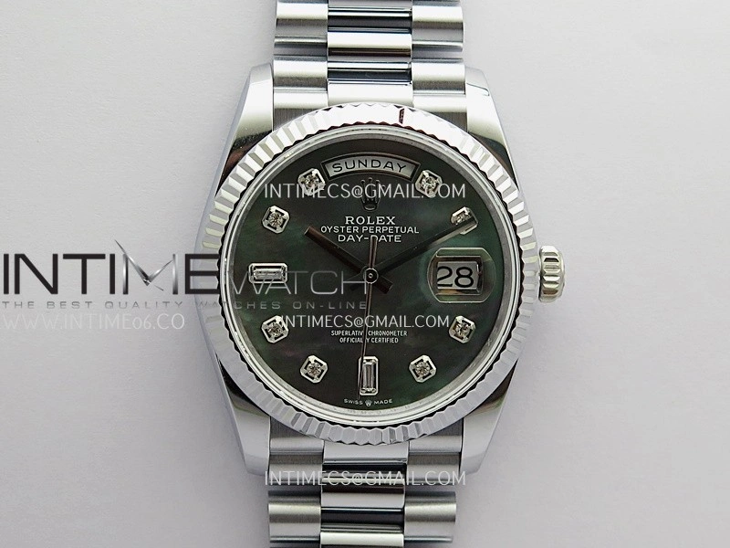 Day Date 128239 Gain Weight QF 1:1 Best Edition Gray Mop Dial Diamond Marker On President Bracelet A2836