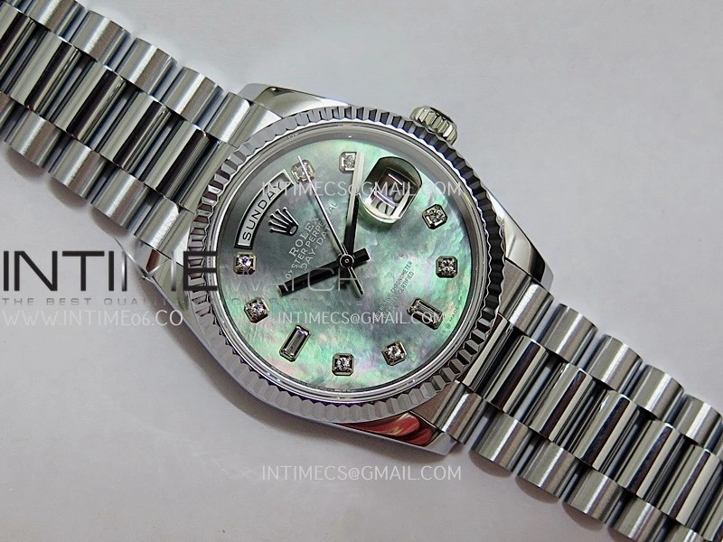 Day Date 128239 Gain Weight QF 1:1 Best Edition Gray Mop Dial Diamond Marker On President Bracelet A2836