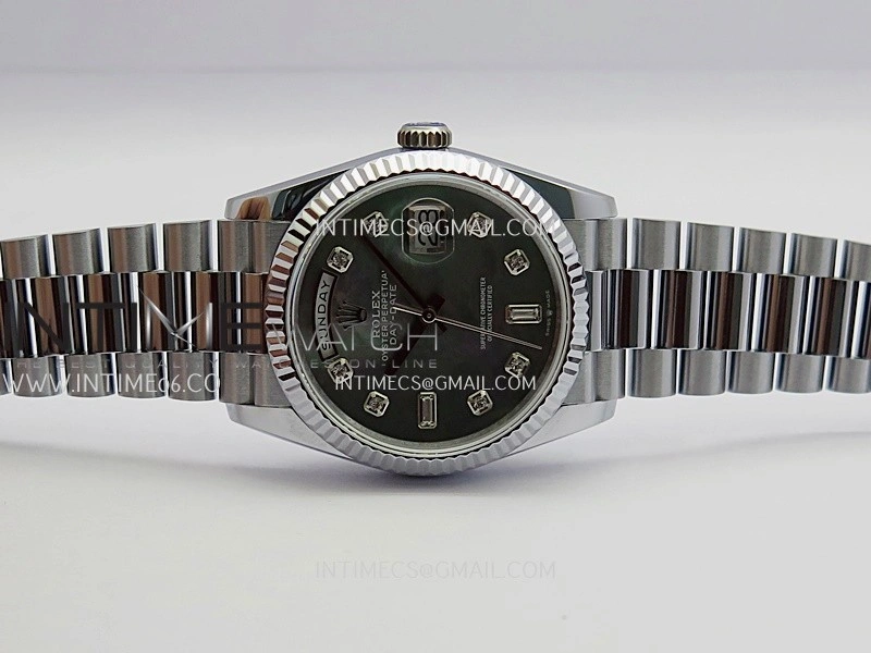 Day Date 128239 Gain Weight QF 1:1 Best Edition Gray Mop Dial Diamond Marker On President Bracelet A2836