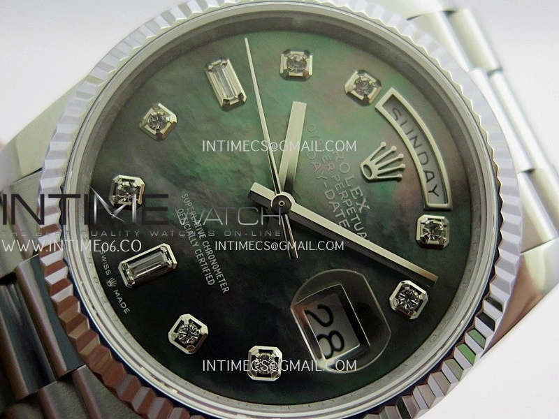 Day Date 128239 Gain Weight QF 1:1 Best Edition Gray Mop Dial Diamond Marker On President Bracelet A2836