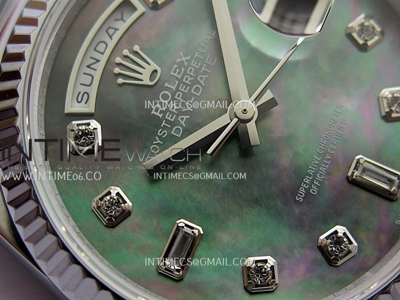 Day Date 128239 Gain Weight QF 1:1 Best Edition Gray Mop Dial Diamond Marker On President Bracelet A2836