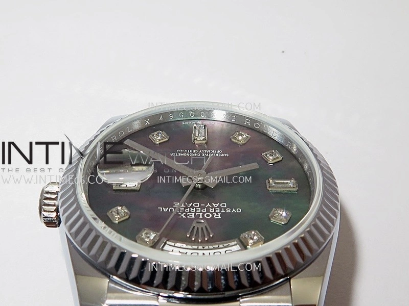 Day Date 128239 Gain Weight QF 1:1 Best Edition Gray Mop Dial Diamond Marker On President Bracelet A2836