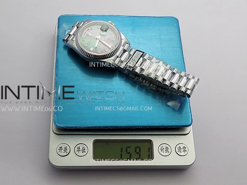 Day Date 128239 Gain Weight QF 1:1 Best Edition Gray Mop Dial Diamond Marker On President Bracelet A2836